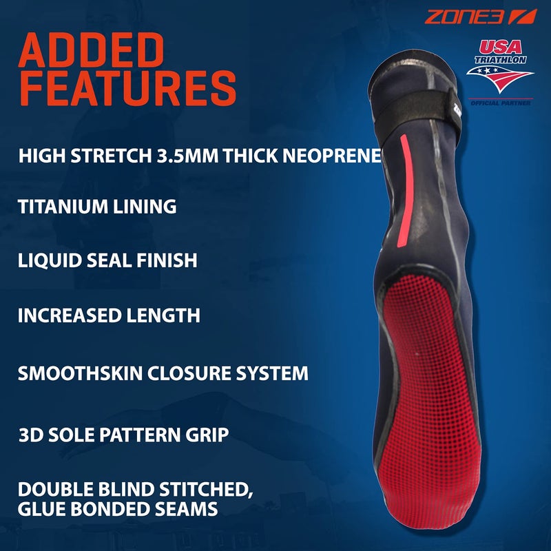 ZONE3 Neoprene Heat-Tech Warmth Swim Socks for Men/Women Open Water Swimming, Diving, Snokeling Thermal Wetsuit Socks - Image 3